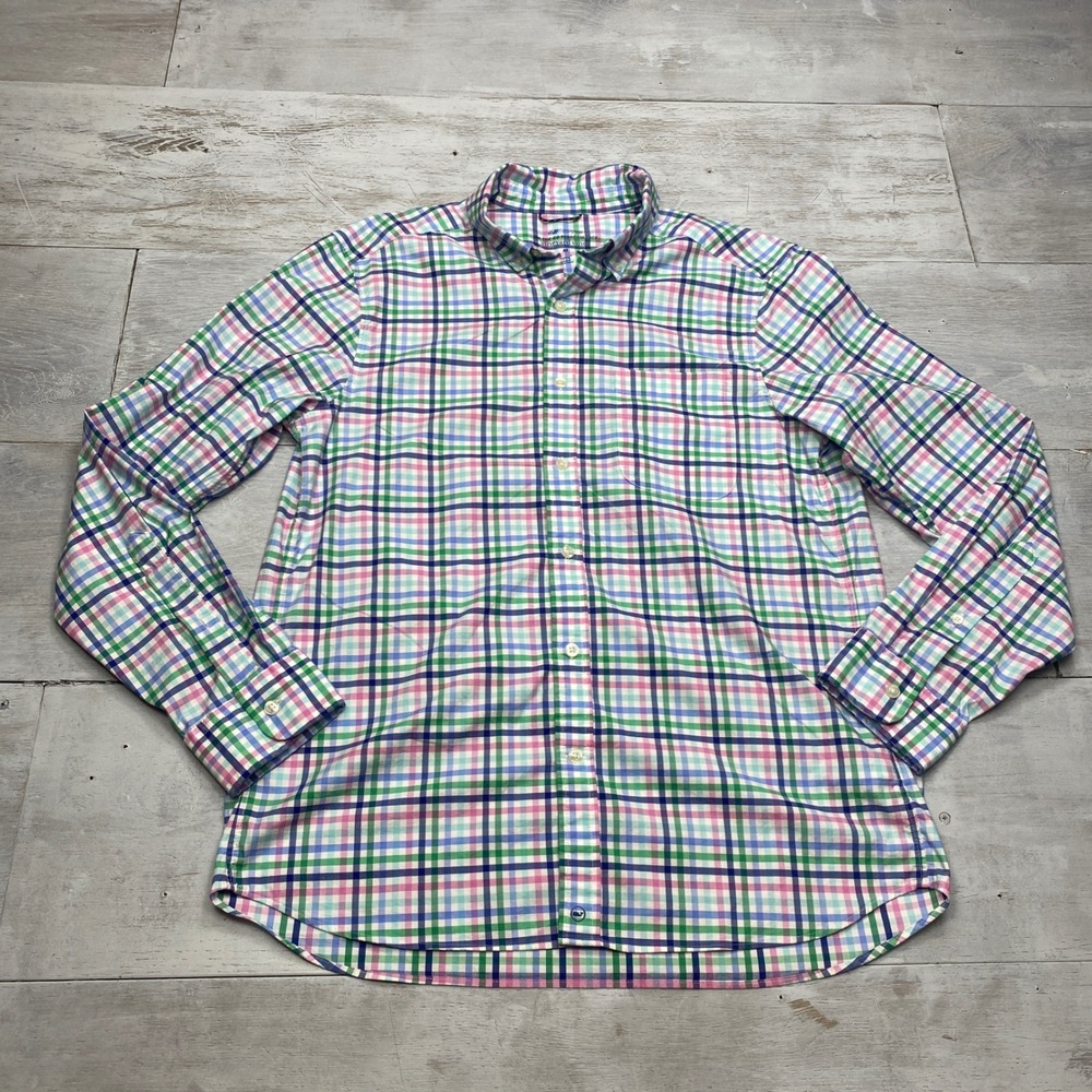 Vineyard Vines On-The-Go Performance Shirt Mens M Multi Color Plaid Brrr Cooling